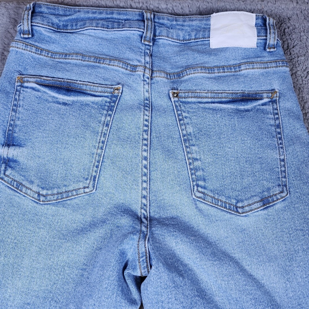 Zara Flared Bell Bottom Jeans Womens 8 Light Wash Blue Boho Denim Long 31" Insm - Picture 10 of 11